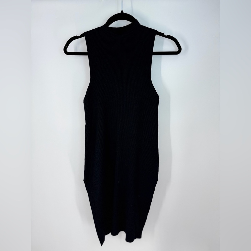Anthropologie Ribbed Side Slit Turtle Neck Sleeveless MIDI Dress